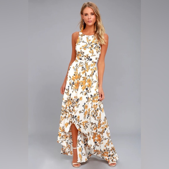 Ali & Jay Bohemian Rhapsody Cream Floral Print Maxi Dress. Size:S. Gently Used. - Picture 3 of 3